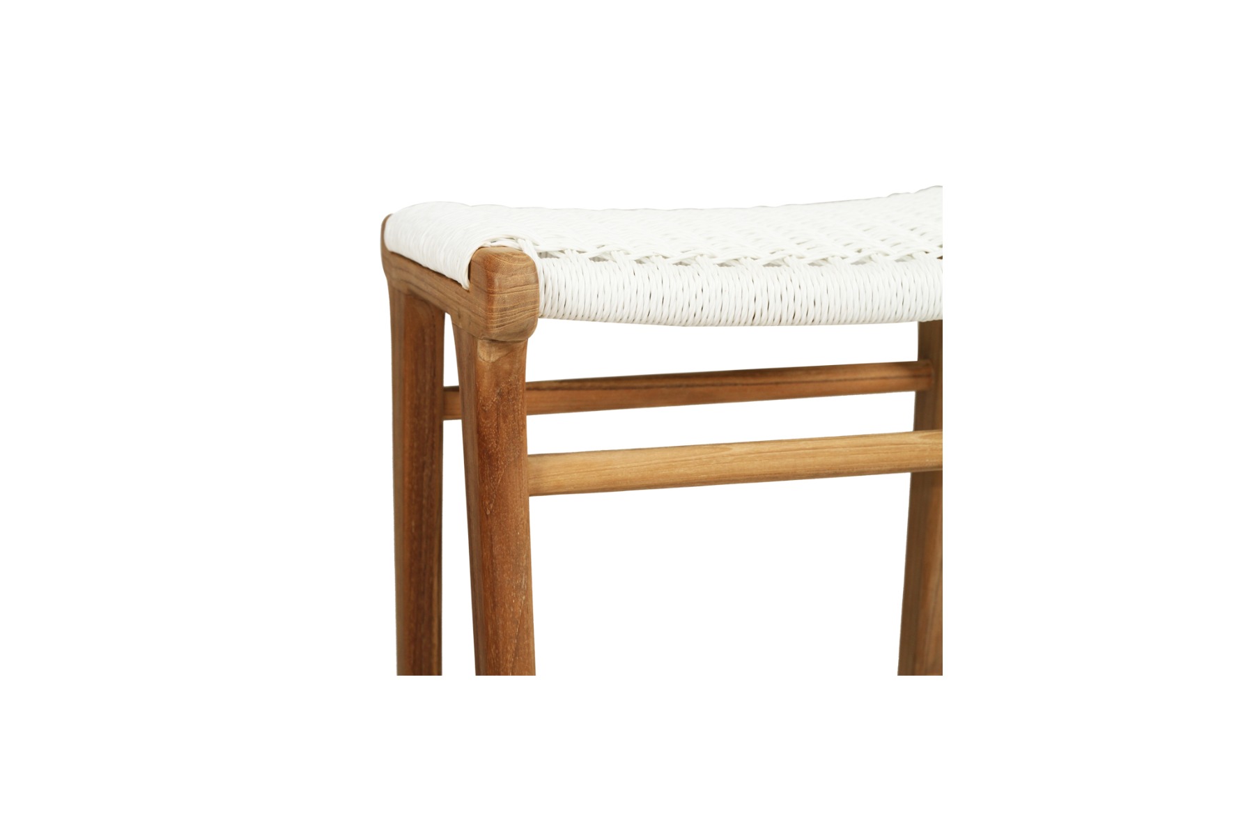 Zen Backless Counter Stool White (Close Weave), W 45cm x D 40cm x H 66cm - Image 2