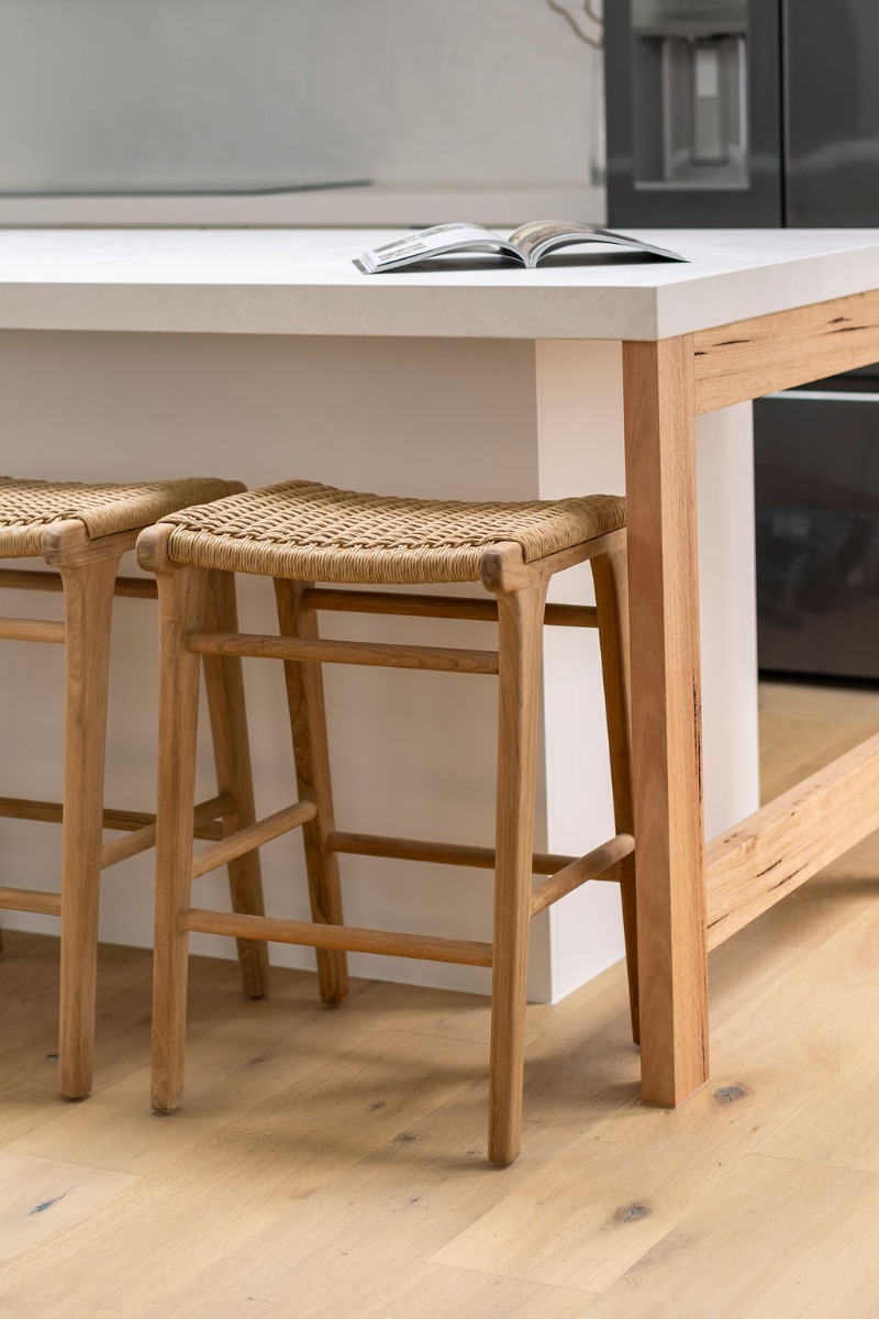 Zen Backless Counter Stool Sand (Close Weave), W 45cm x D 40cm x H 66cm - Image 8